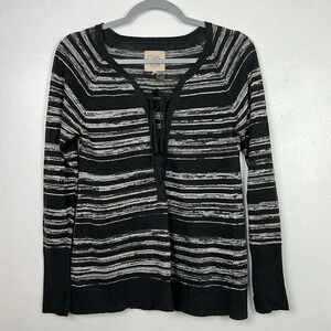 Chaser Women’s XS Long Sleeve Drawstring Tie‎ 100% Linen Striped Top